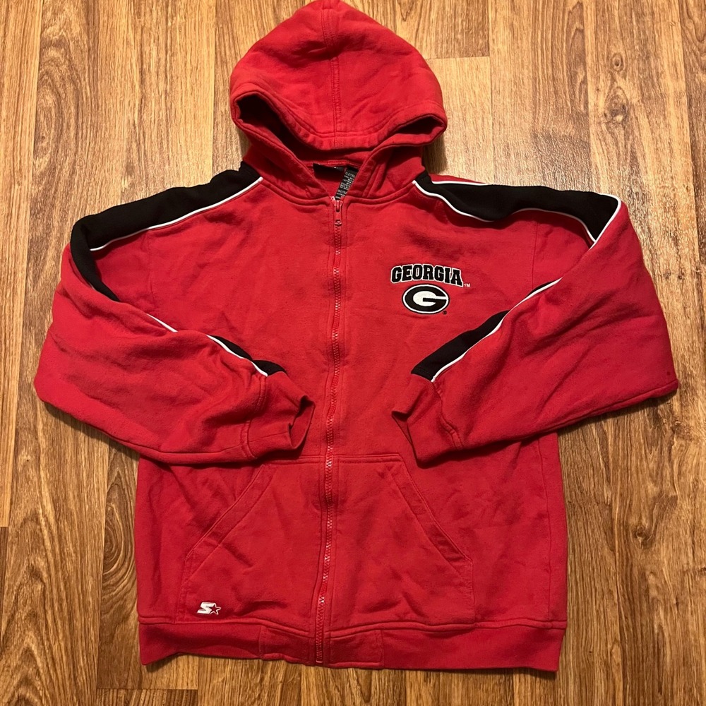 Y2K Starter Georgia Bulldogs Kids Jacket XL 16-18 Red Zip‎ Up Hoodie NCAA